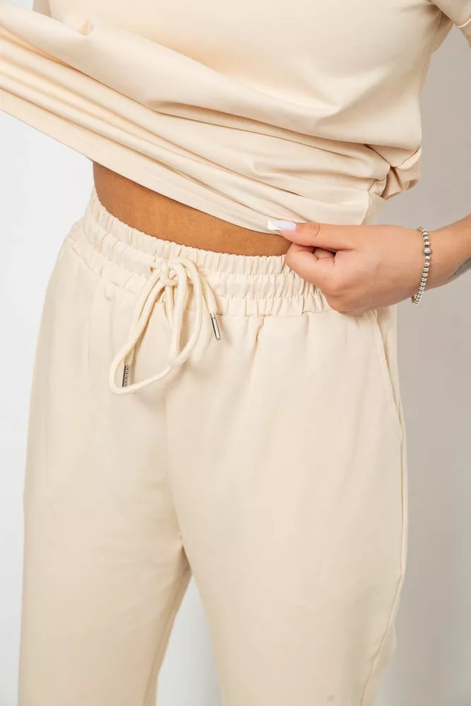 Купить Костюм женский повседневный однотонный, цвет бежевый, 221R101 - Фото №5