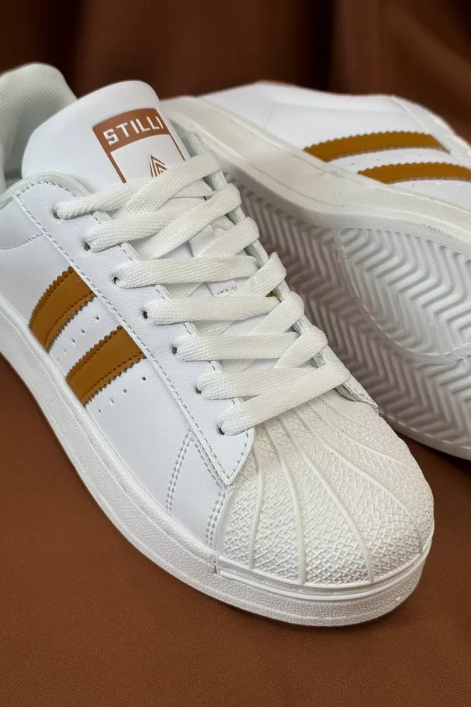 Купить Кроссовки женские демисезонные, цвет бело-коричневый, 248RHB640 оптом - Фото №2