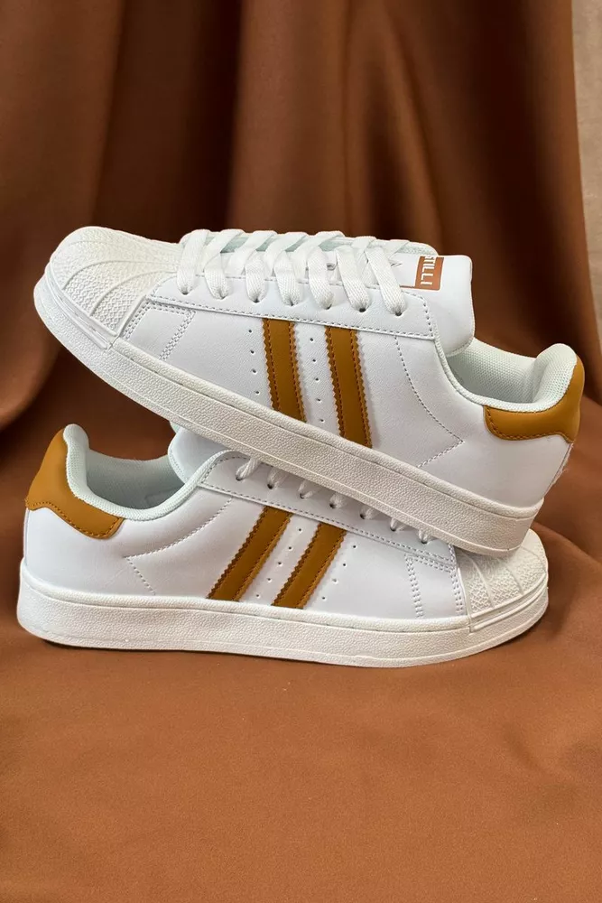 Купить Кроссовки женские демисезонные, цвет бело-коричневый, 248RHB640 оптом - Фото №3