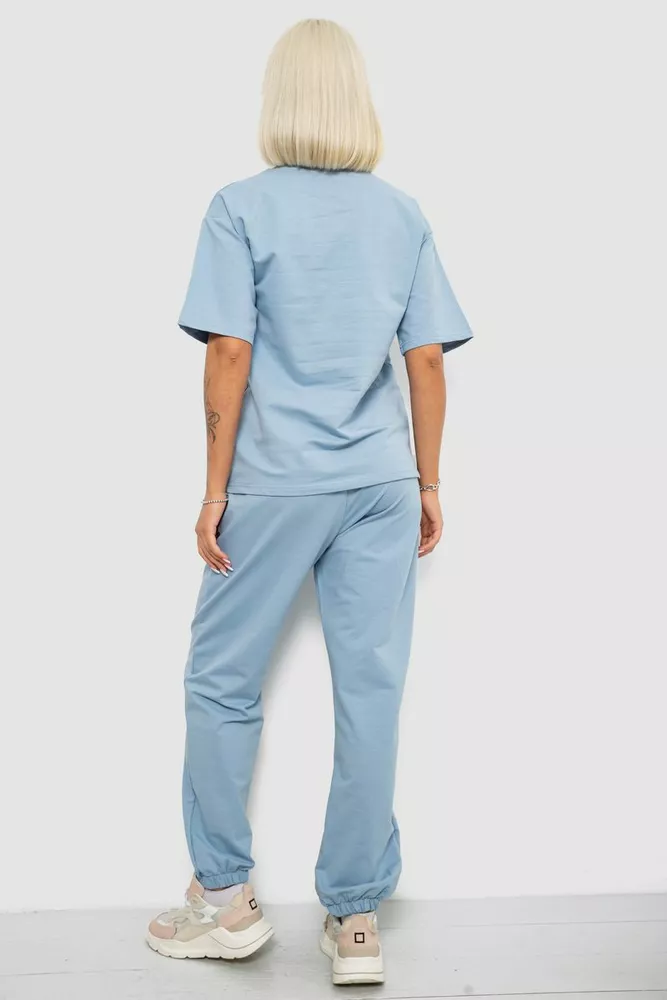 Купить Костюм женский повседневный однотонный, цвет голубой, 221R101 - Фото №4