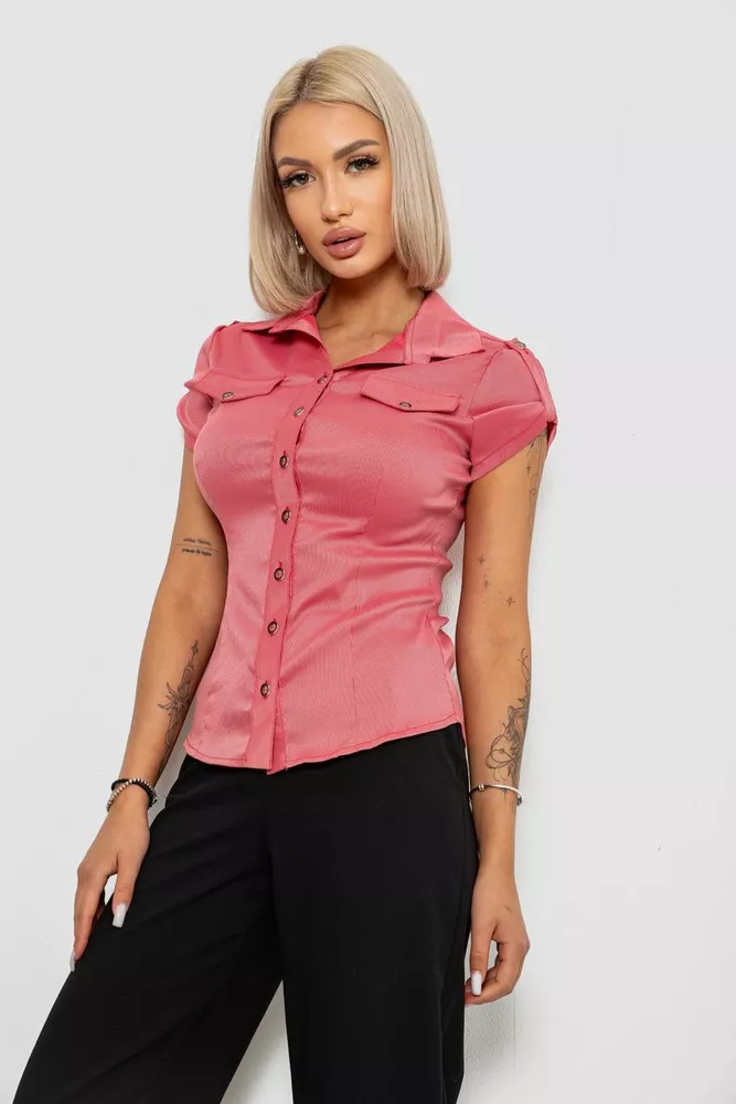 Купить Рубашка классическая в полоску, цвет коралловый, 230R667 - Фото №3