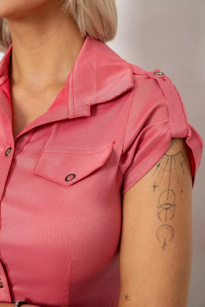 Купить Рубашка классическая в полоску, цвет коралловый, 230R667 - Фото №5