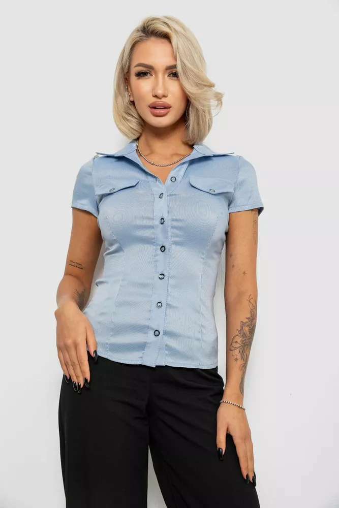 Купить Рубашка классическая в полоску, цвет голубой, 230R667 оптом - Фото №1