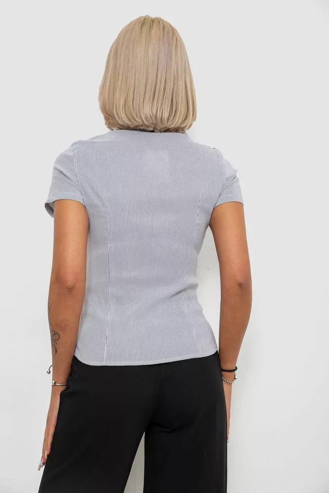 Купить Рубашка классическая в полоску, цвет светло-серый, 230R667 оптом - Фото №4