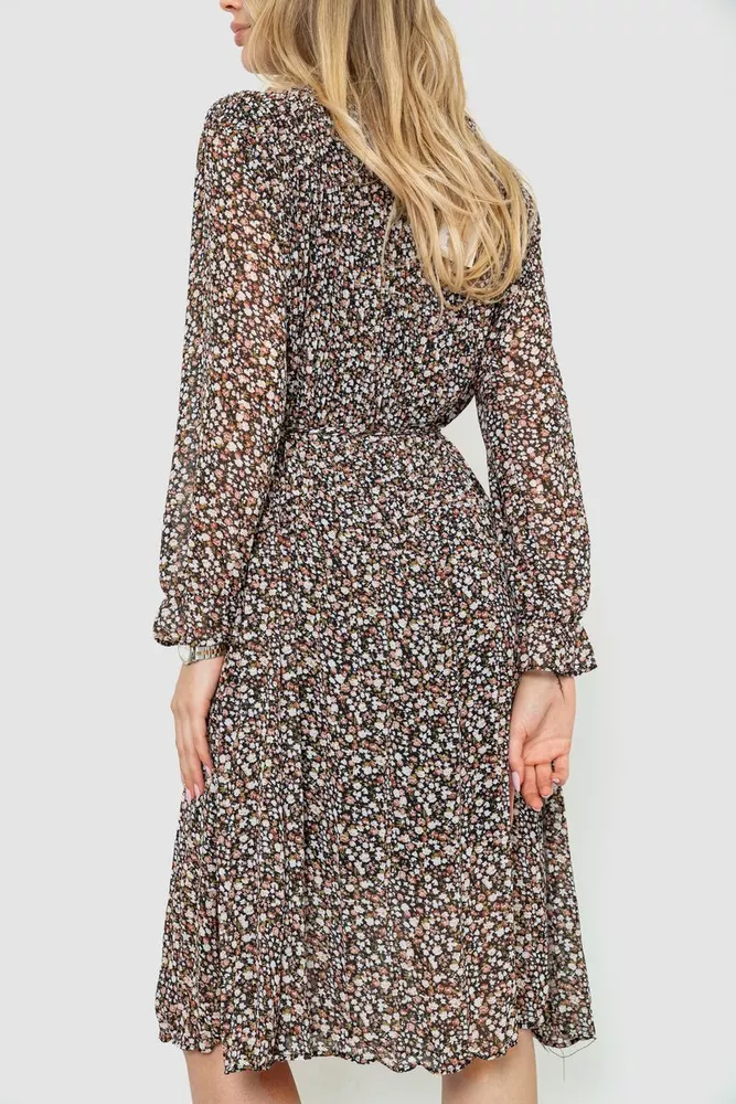 Купити Сукня шифонова, колір чорно-коричневий, 246R907 - Фото №4
