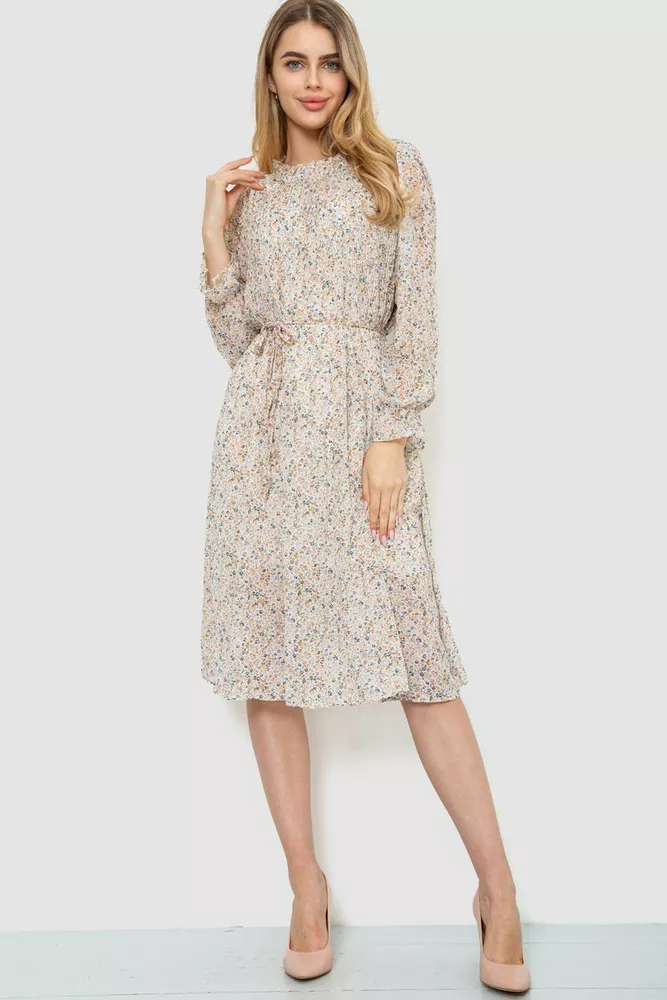 Купити Сукня шифонова, колір молочно-бежевий, 246R907 - Фото №1