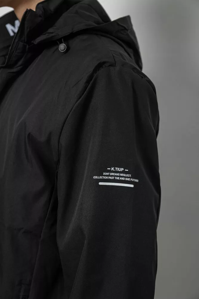 Купить Ветровка мужская с принтом  -уценка, цвет черный, 214R601-1-U-8 - Фото №6