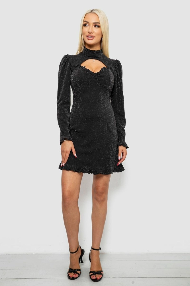 Купить Платье женское однотонное нарядное, цвет черный, 244R399 - Фото №2