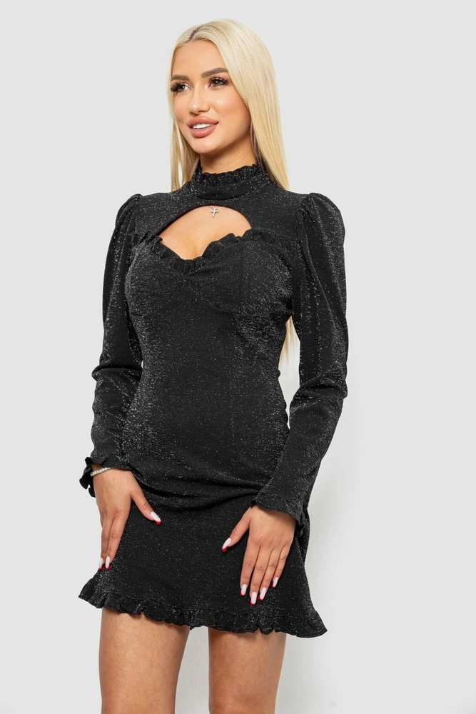 Купить Платье женское однотонное нарядное, цвет черный, 244R399 - Фото №3