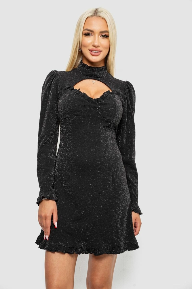 Купить Платье женское однотонное нарядное, цвет черный, 244R399 - Фото №1