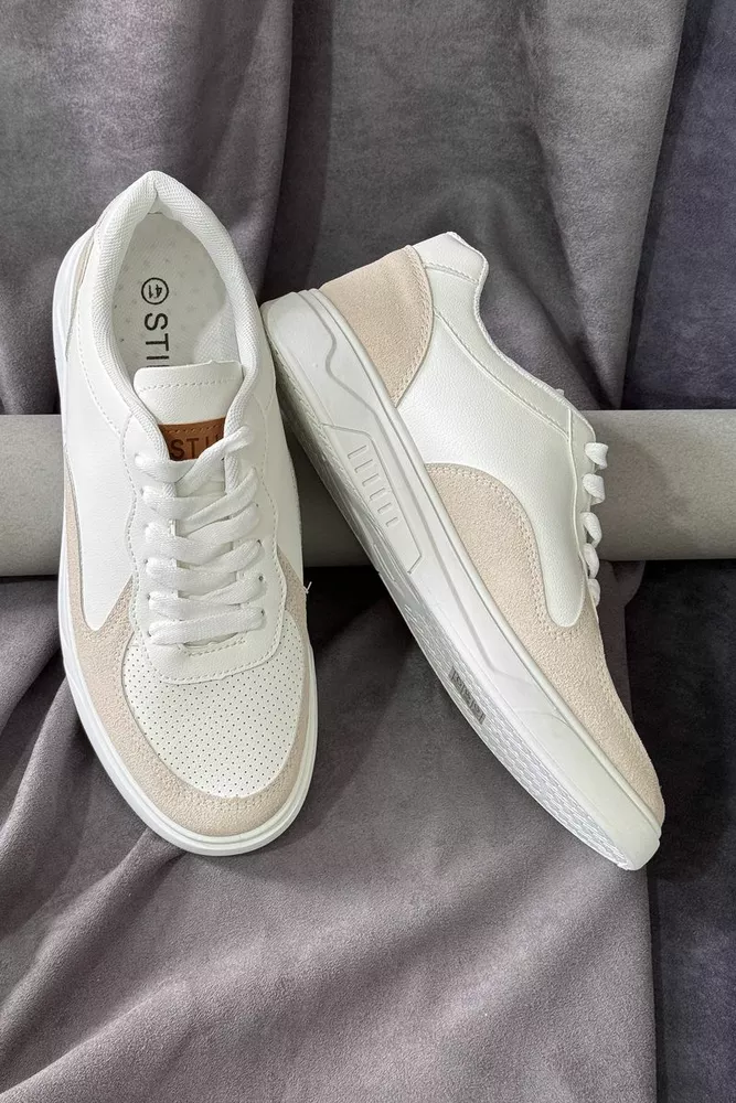 Купить Кеды мужские, цвет бело-бежевый, 248RR128-8R - Фото №1