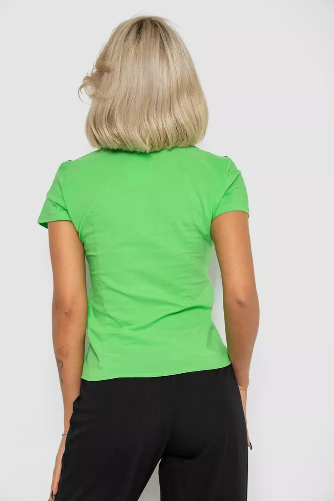 Купити Сорочка жіноча однотонна  -уцінка, колір зелений, 230R068-11-U-92 - Фото №4
