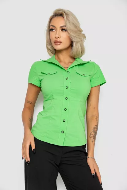 Рубашка женская однотонная  -уценка, цвет зеленый, 230R068-11-U-93