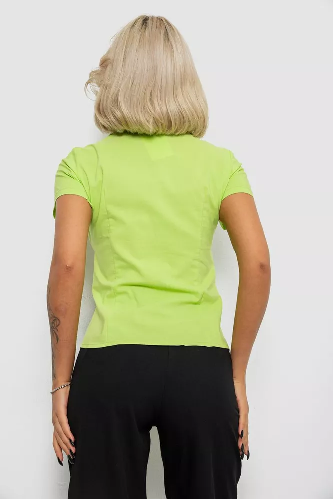 Купить Рубашка женская однотонная  -уценка, цвет салатовый, 230R068-11-U-88 - Фото №4
