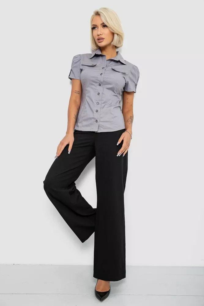 Купить Рубашка женская однотонная  -уценка, цвет серый, 230R068-15-U-13 - Фото №2
