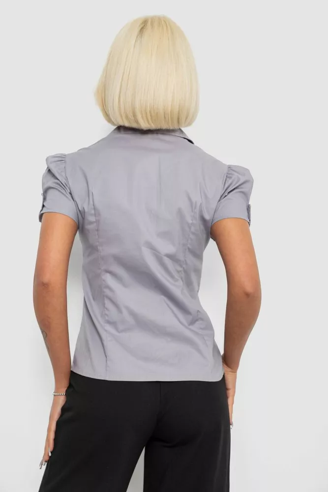 Купить Рубашка женская однотонная  -уценка, цвет серый, 230R068-15-U-13 - Фото №4