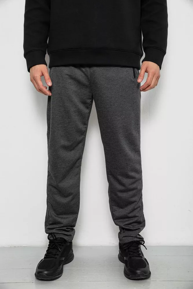 Купити Спортивні штани чоловічі однотонні, колір темно-сірий, 244RY-440 - Фото №1