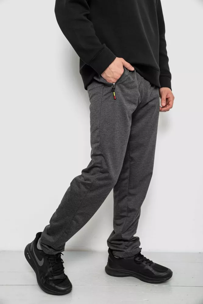Купити Спортивні штани чоловічі однотонні, колір темно-сірий, 244RY-440 - Фото №3