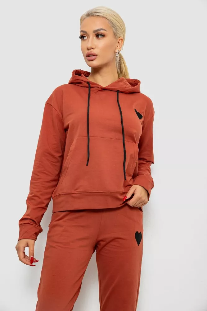 Купити Спортивний костюм жіночий двонитка  -уцінка, колір теракотовий, 214R1419-004-U-7 - Фото №2