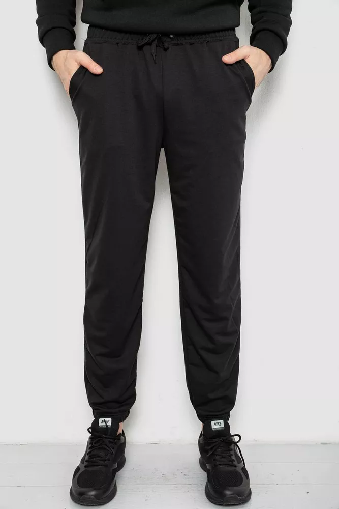 Купити Спортивні штани чоловічі двонитка, колір чорний, 241R8003 - Фото №1