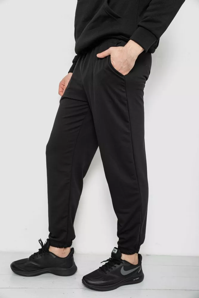 Купити Спортивні штани чоловічі двонитка, колір чорний, 241R8003 - Фото №3