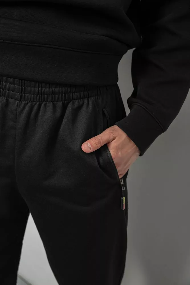 Купити Спортивні штани чоловічі однотонні, колір чорний, 244RY-440 - Фото №5