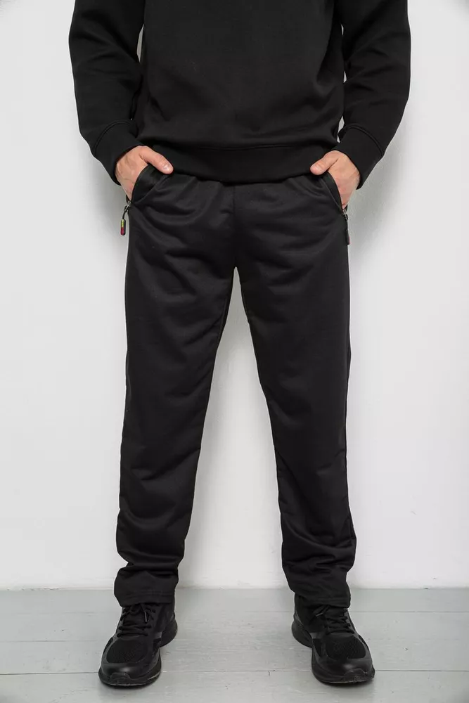 Купити Спортивні штани чоловічі однотонні, колір чорний, 244RY-440 - Фото №1