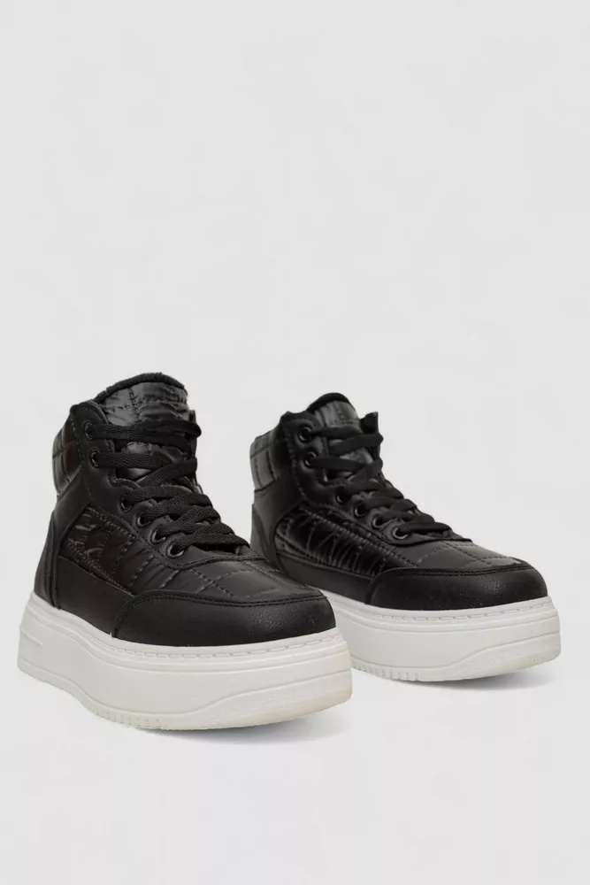 Купить Кроссовки женские зимние на меху, цвет черно-белый, 248RK03 - Фото №3