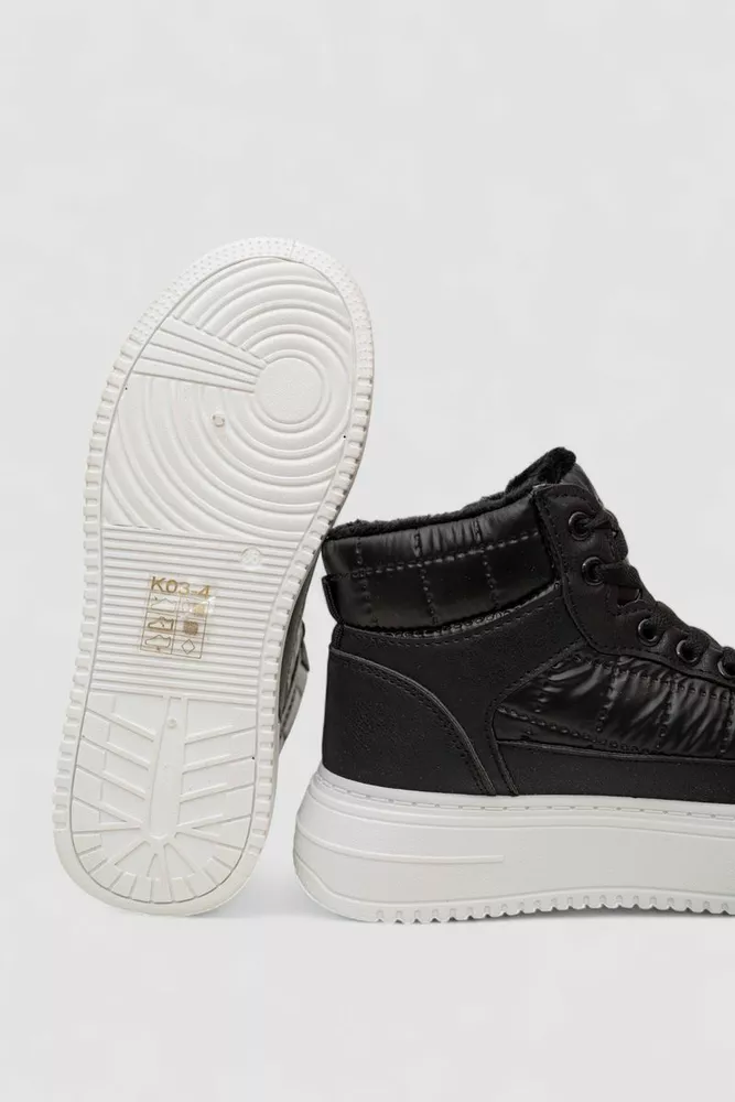 Купить Кроссовки женские зимние на меху, цвет черно-белый, 248RK03 - Фото №5