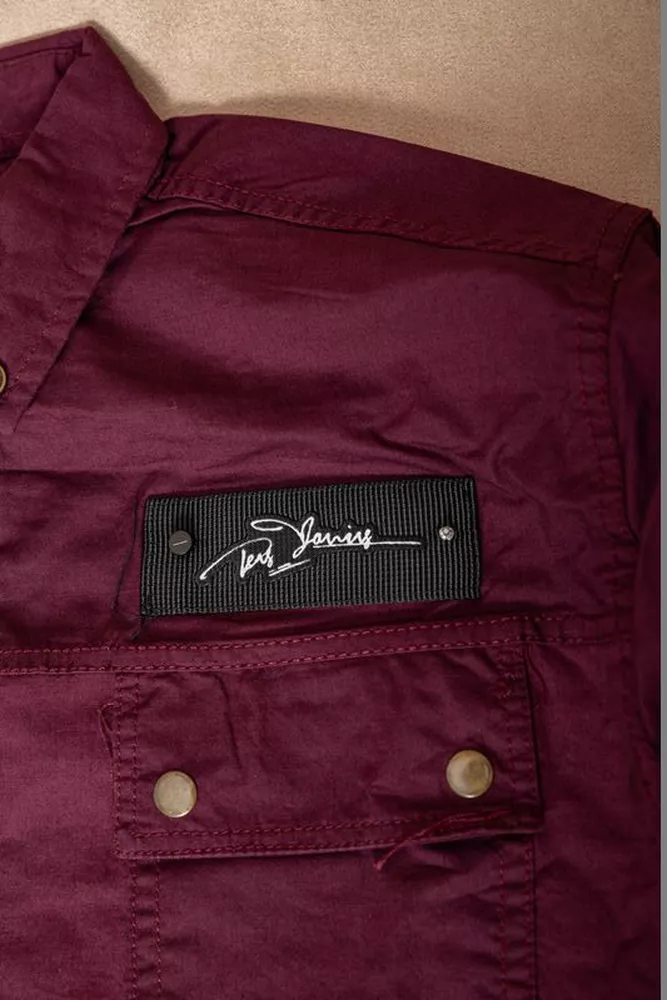 Купити Сорочка чоловіча однотонна з принтом  -уцінка, колір бордовий, 186R01-U-3 оптом - Фото №6