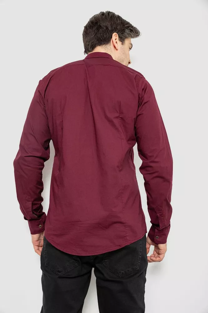 Купить Рубашка мужская однотонная с принтом  -уценка, цвет бордовый, 186R02-U-5 - Фото №4