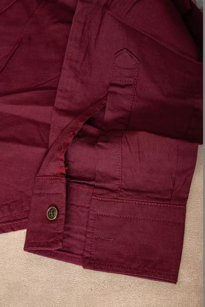 Купить Рубашка мужская однотонная с принтом  -уценка, цвет бордовый, 186R02-U-6 - Фото №6