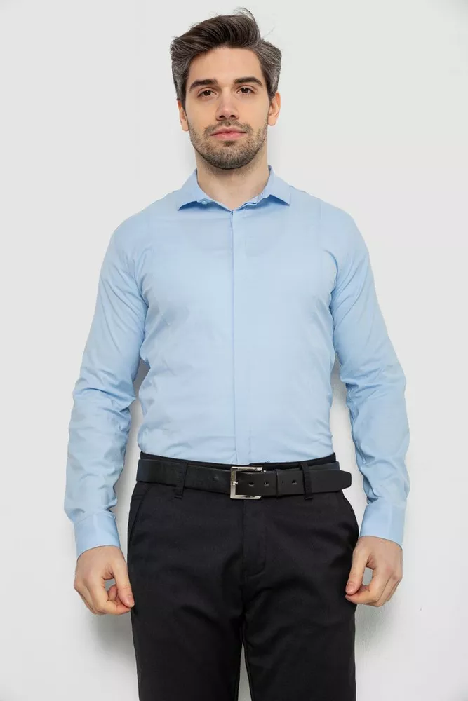 Купить Рубашка мужская однотонная  -уценка, цвет голубой, 186R2100-U - Фото №1