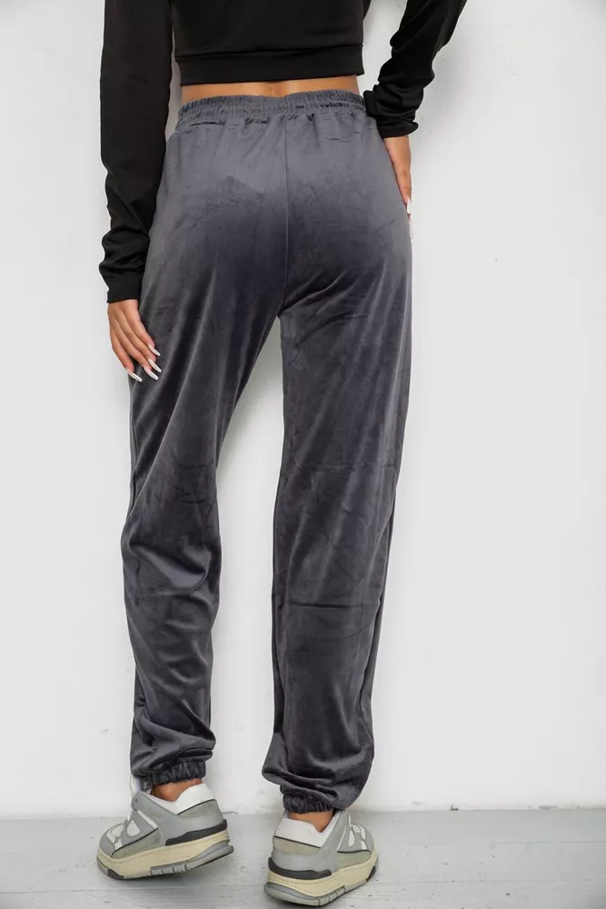 Купить Спортивные штаны велюровые женские на флисе  -уценка, цвет серый, 238R58649-U - Фото №4