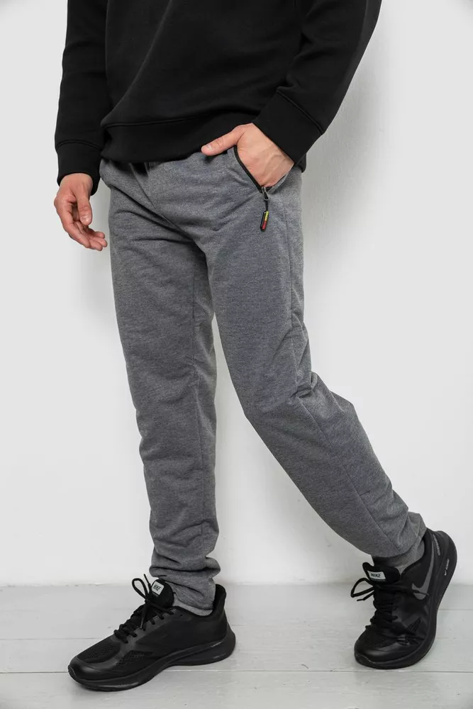 Купити Спортивні штани чоловічі однотонні, колір сірий, 244RY-440 - Фото №3