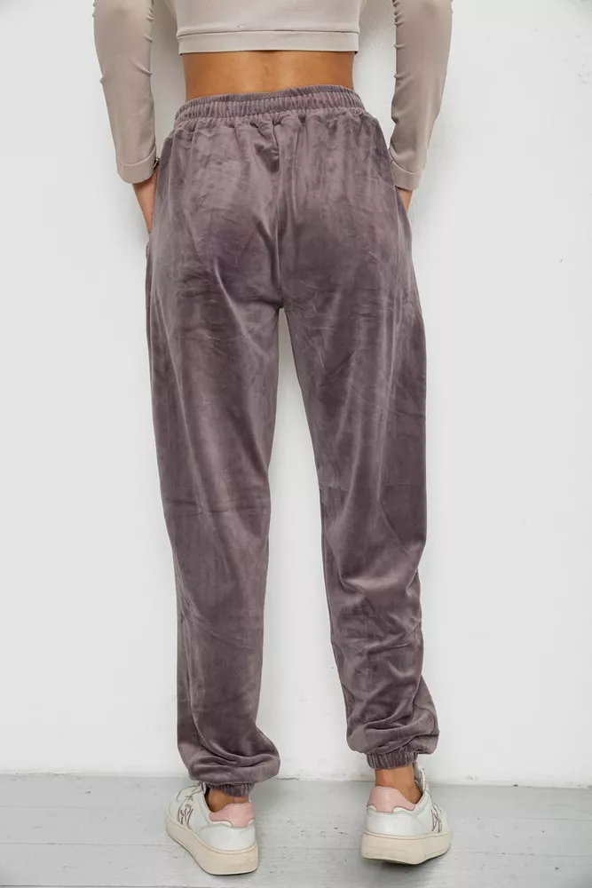 Купити Спортивні штани велюрові жіночі на флісі  -уцінка, колір мокко, 238R58649-1-U-15 - Фото №4