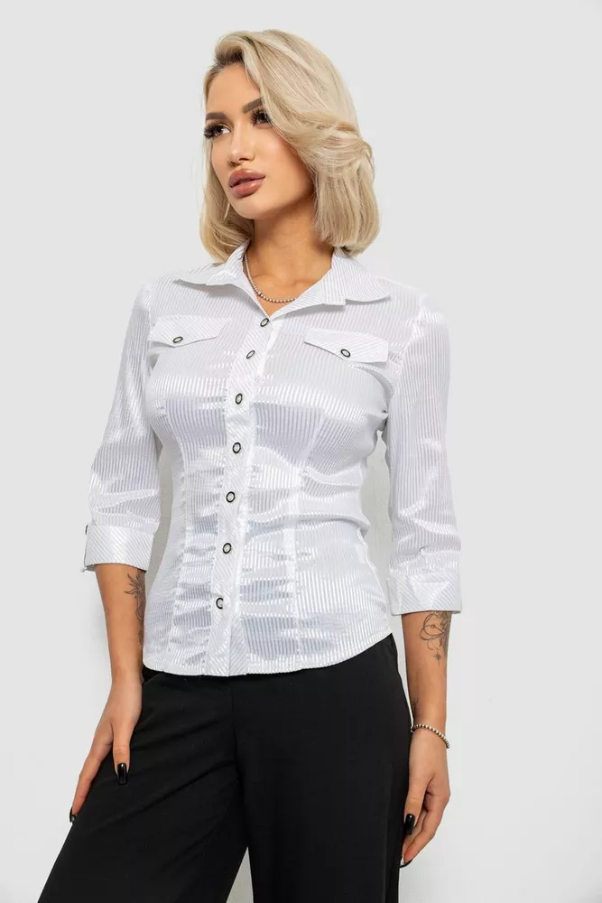 Купити Сорочка класична в смужку, колір білий, 230R643-4 - Фото №3