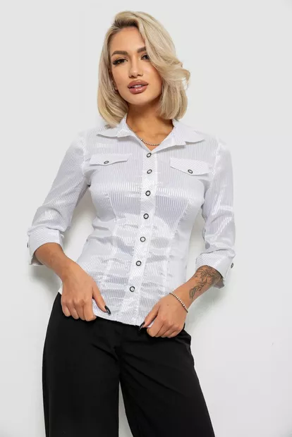 Сорочка класична в смужку, колір білий, 230R643-4