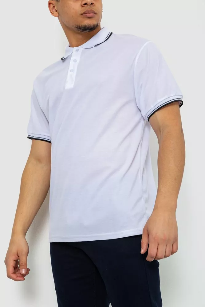 Купить Поло мужское однотонное  уценка, цвет белый, 243RA90-U оптом - Фото №3