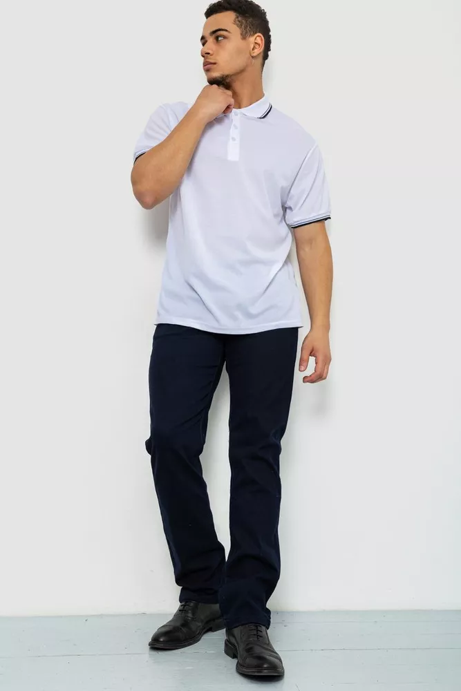 Купити Поло чоловіче однотонне  -уцінка, колір білий, 243RA90-U-3 - Фото №2