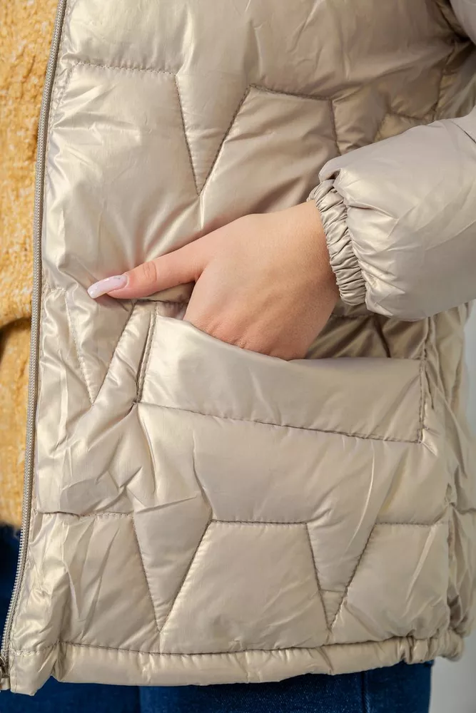 Купити Куртка жіноча демісезонна  -уцінка, колір бежевий, 243R005-U-4 - Фото №5