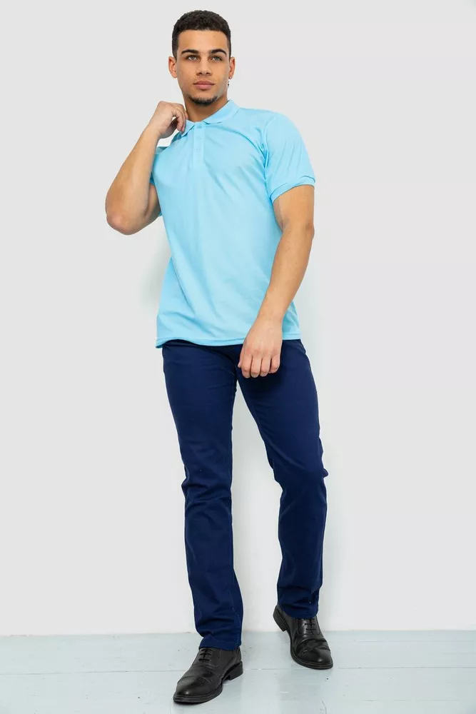 Купити Поло чоловіче однотонне  -уцінка, колір блакитний, 243RA61-U-9 - Фото №2