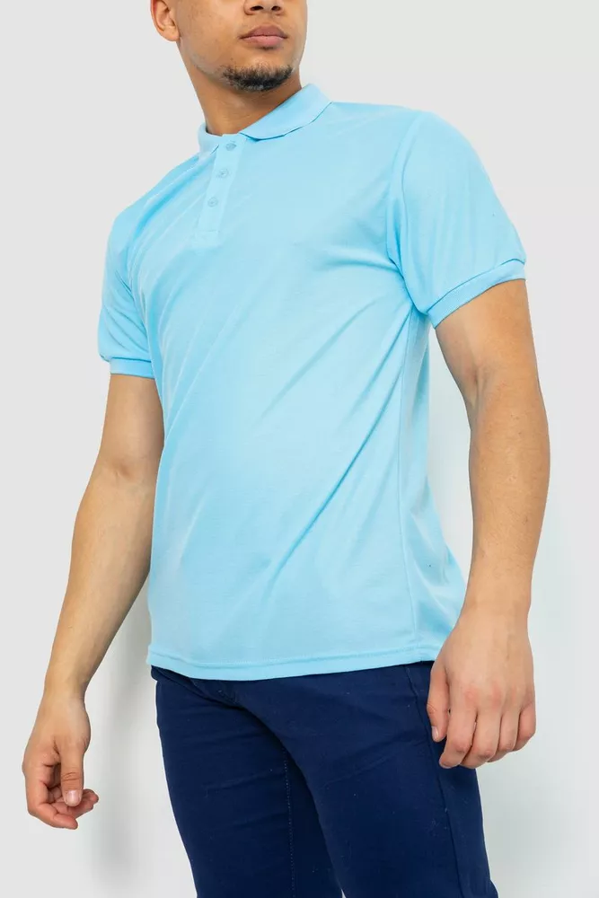 Купити Поло чоловіче однотонне  -уцінка, колір блакитний, 243RA61-U-9 - Фото №3