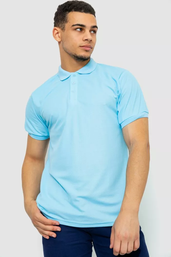 Купить Поло мужское однотонное  уценка, цвет голубой, 243RA61-U-10 - Фото №1