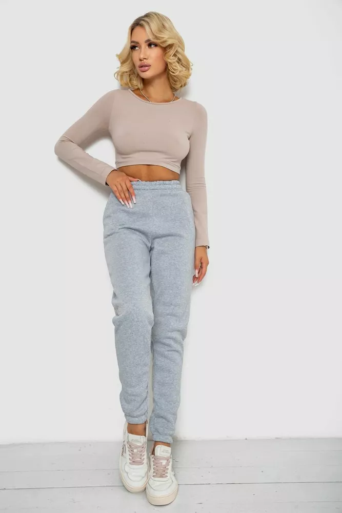 Купить Спортивные штаны женские на флисе  -уценка, цвет светло-серый, 238R58671-1-U-16 - Фото №2