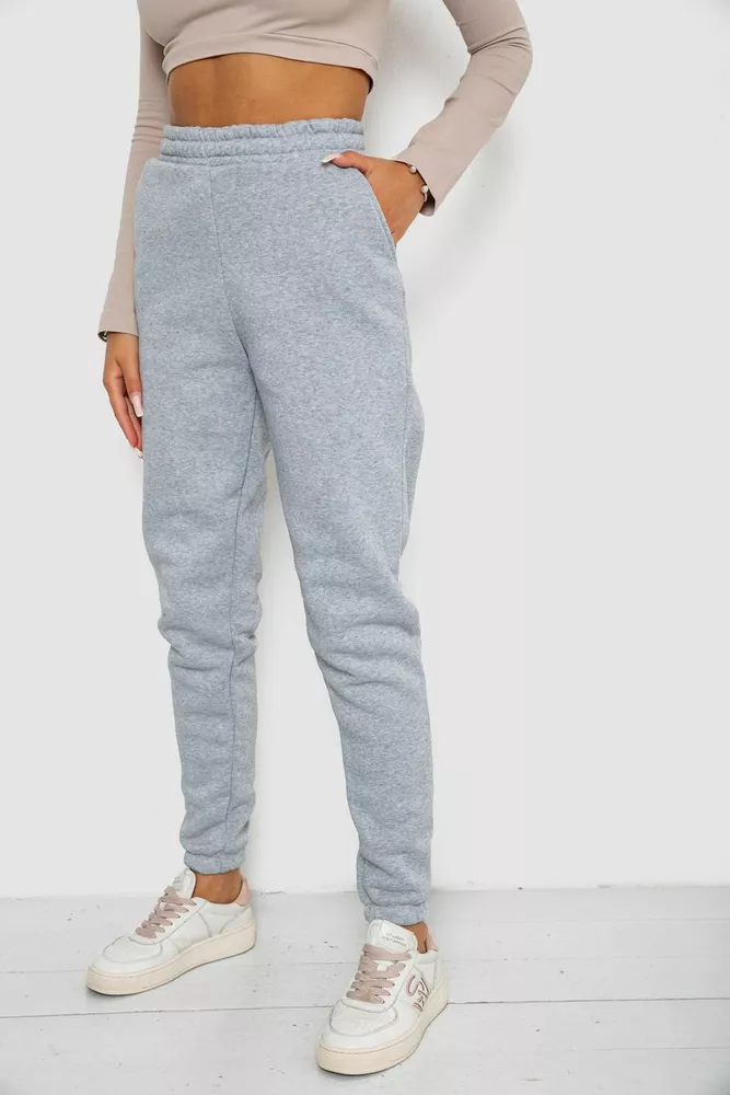 Купить Спортивные штаны женские на флисе  -уценка, цвет светло-серый, 238R58671-1-U-16 - Фото №3