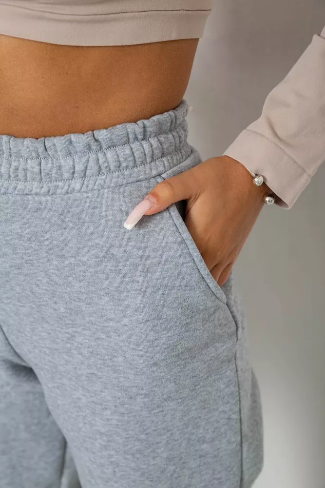 Купить Спортивные штаны женские на флисе  -уценка, цвет светло-серый, 238R58671-1-U-16 - Фото №5