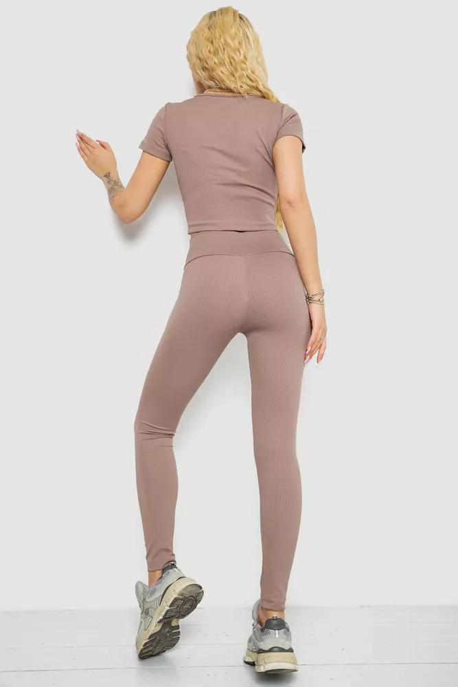 Купити Костюм жіночий в рубчик, колір мокко, 221R3609 - Фото №4
