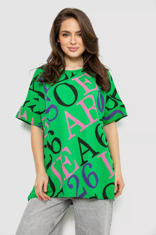 Купить Футболка женская с принтом, цвет светло-зеленый, 244R4002-1 - Фото №1