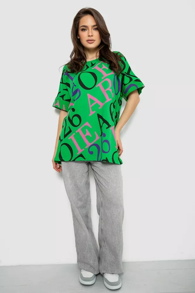 Купить Футболка женская с принтом, цвет светло-зеленый, 244R4002-1 - Фото №2